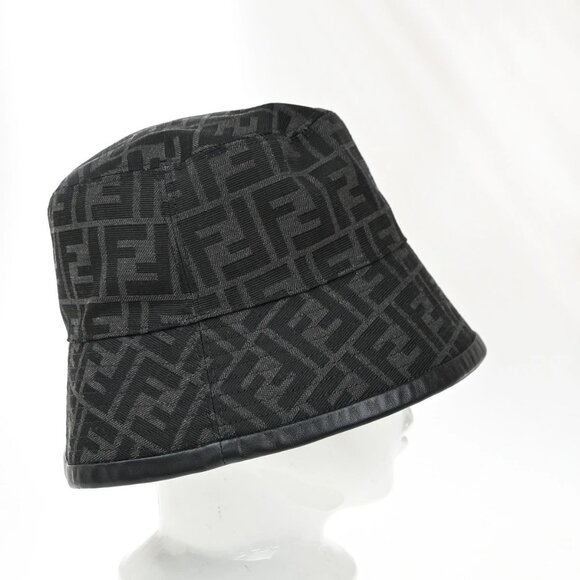 FENDI Logo Zucca Pattern Bucket Hat Size S Cotton Polyester Black 82RP009 main image 10